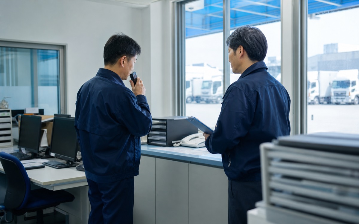 出社後の点呼とアルコールチェック